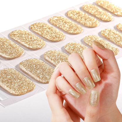16 Tips Gradient Semi Cured Gel Nail Strips Shinning Cat Eye