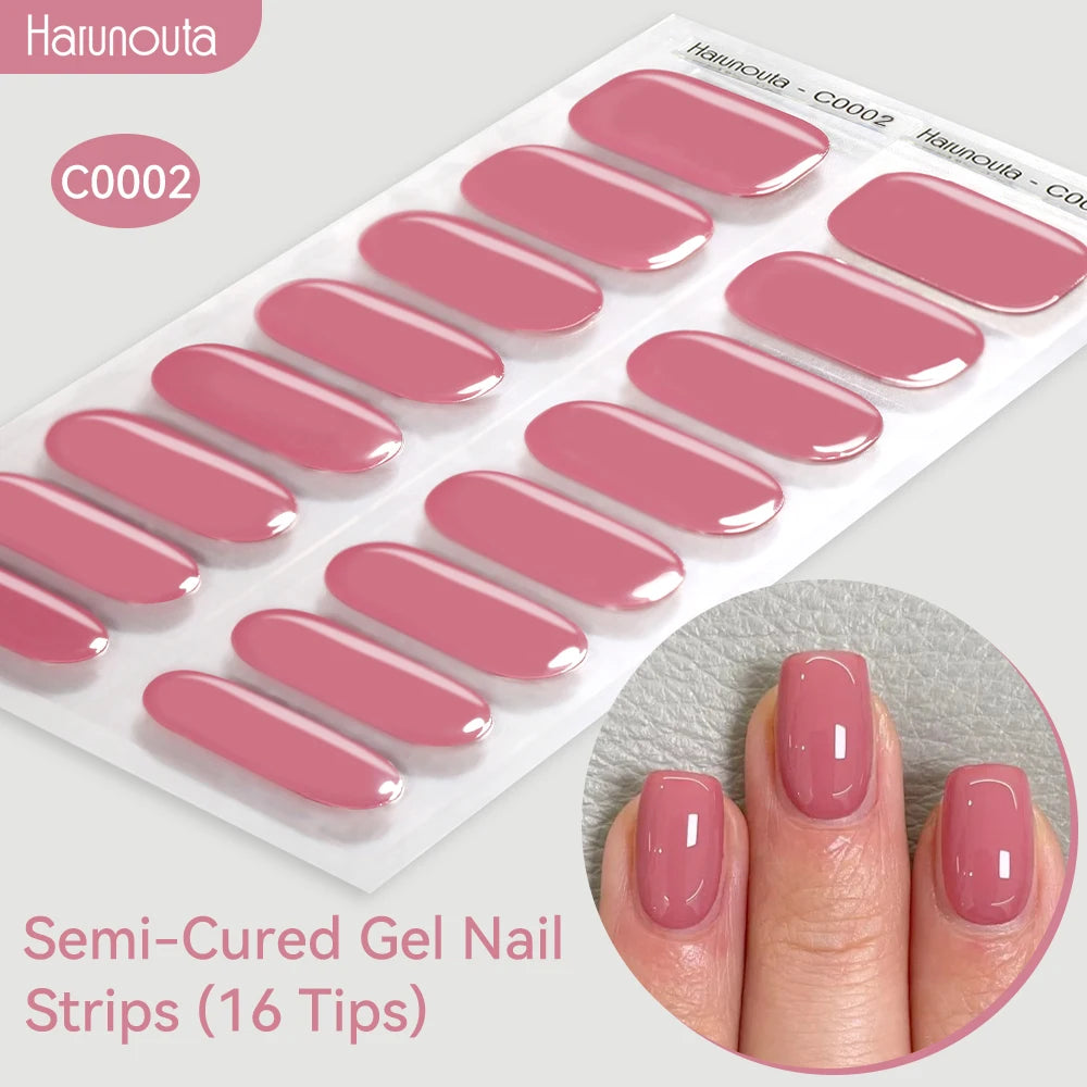 Gradient Auroras Semi Cured Sparkly Gel Nail Strips with UV/LED Nail Lamps