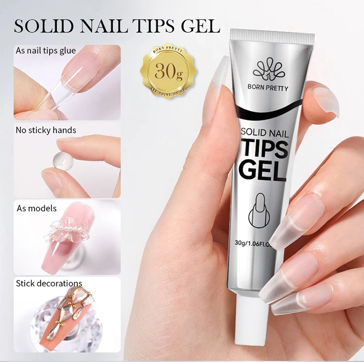 BORN PRETTY 30ml Solid Nail Tips Gel with 24Pcs