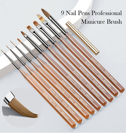 BORN PRETTY Nail Art Brush 9 Sizes  Nail Art Manicure Tool