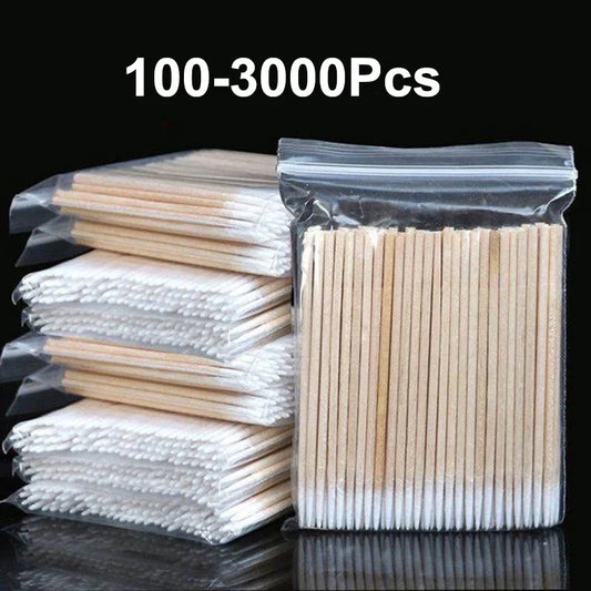 100-3000 Wood Cotton Swab Clean Sticks Nail Polish Remover