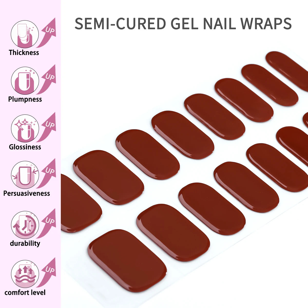 16 Tips Gradient Semi Cured Gel Nail Strips Shinning Cat Eye