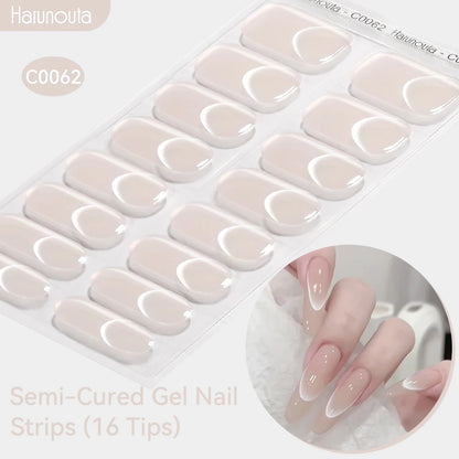 Gradient Auroras Semi Cured Sparkly Gel Nail Strips with UV/LED Nail Lamps