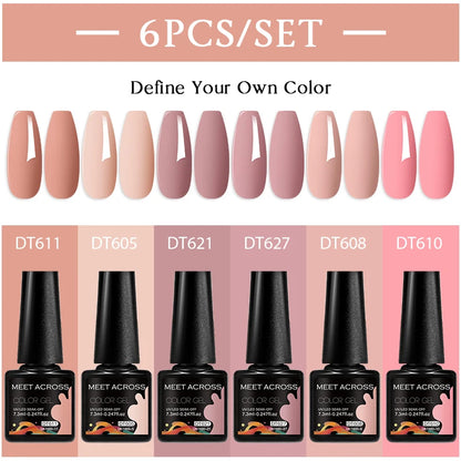 MEET ACROSS 6Pcs/Set 7.3ml Gel Nail Polish For Nails