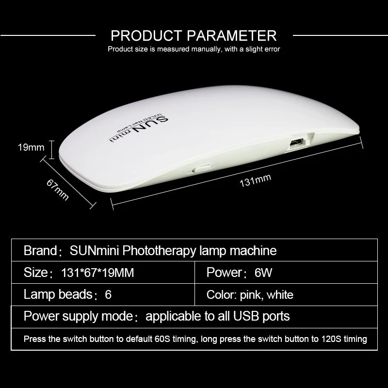 USB 6W Mini UV Desk Drying Nail Lamp