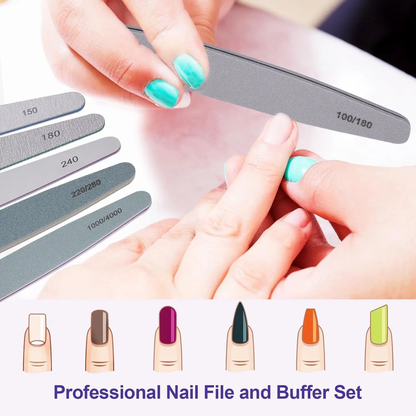 Professional Nail File and Buffer Set 6Pcs