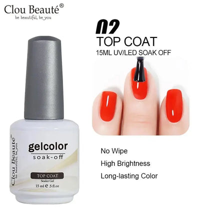 Clou Beaute No Wipe Top and Base Coat Gel Polish