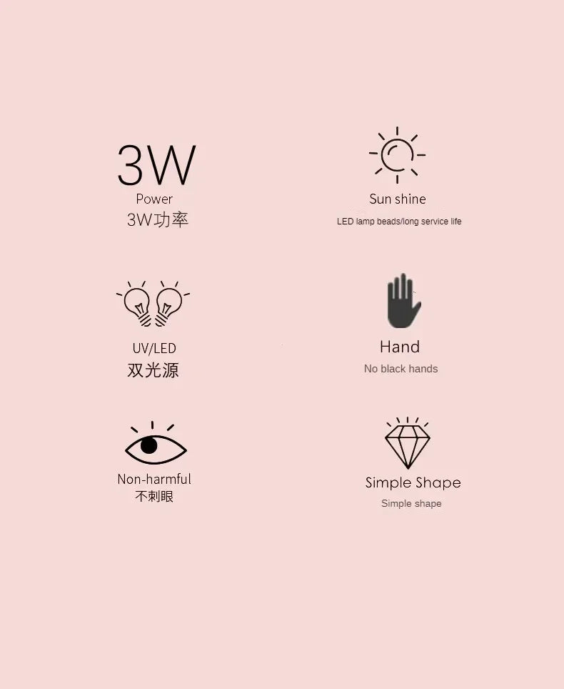 Portable 3W 3 LED Nail Dryer Lamp UV LED Nail Light