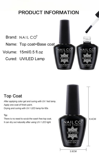 NAILCO 10/15ml Tempered Top Coat Gel Polish
