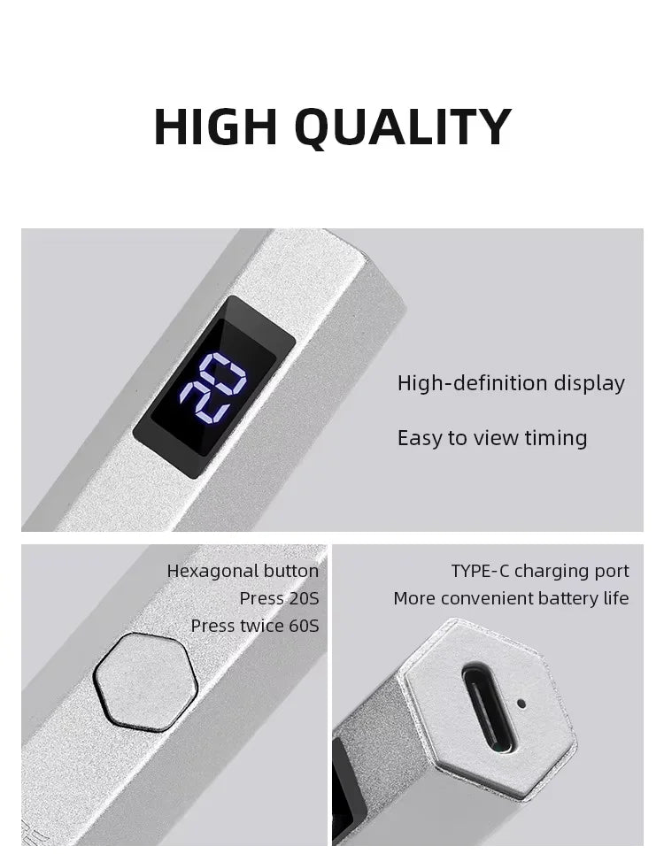 Portable Mini Professional Nail UV Lamp LCD Display Rechargeable