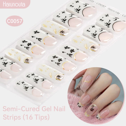 Gradient Auroras Semi Cured Sparkly Gel Nail Strips with UV/LED Nail Lamps