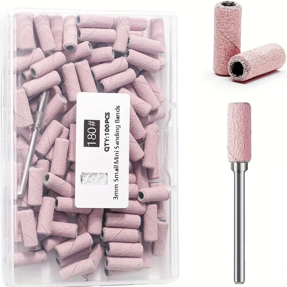 100Pcs Professional Nail Drill Sanding Bands, Bits for Manicure and Pedicure Tools