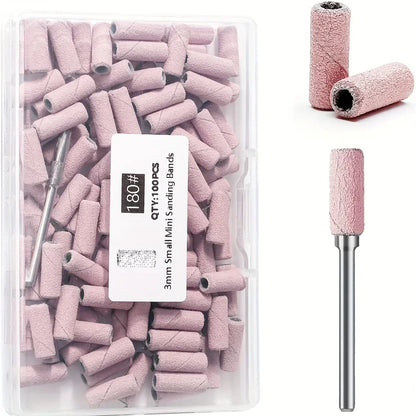 100Pcs Professional Nail Drill Sanding Bands, Bits for Manicure and Pedicure Tools