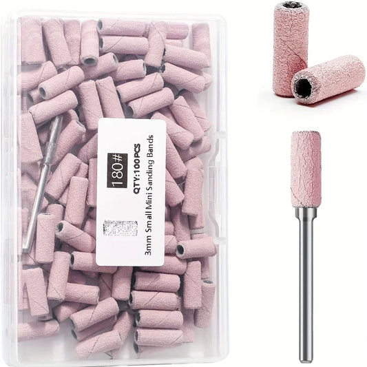 100Pcs Professional Nail Drill Sanding Bands, Bits for Manicure and Pedicure Tools