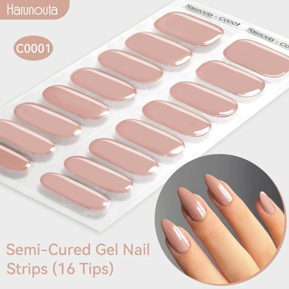 Gradient Auroras Semi Cured Sparkly Gel Nail Strips with UV/LED Nail Lamps