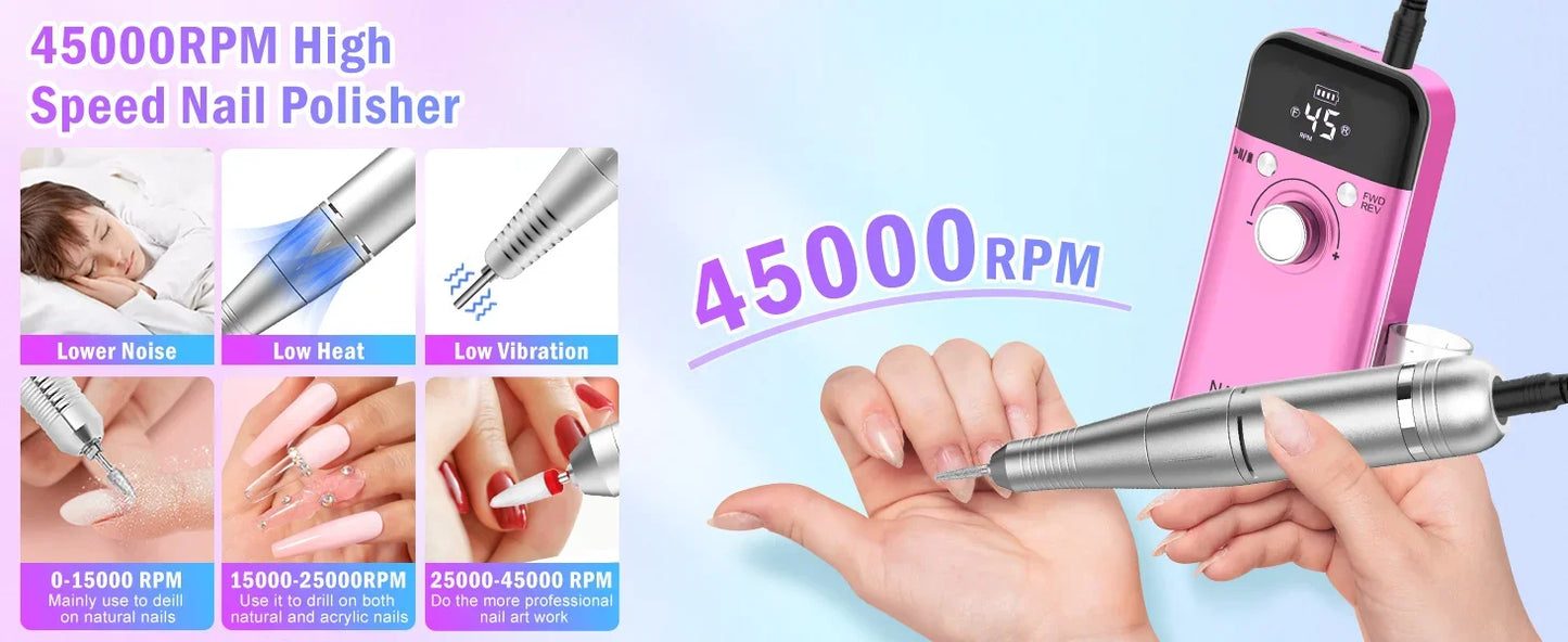 45000 RPM Portable Electric Nail Drill