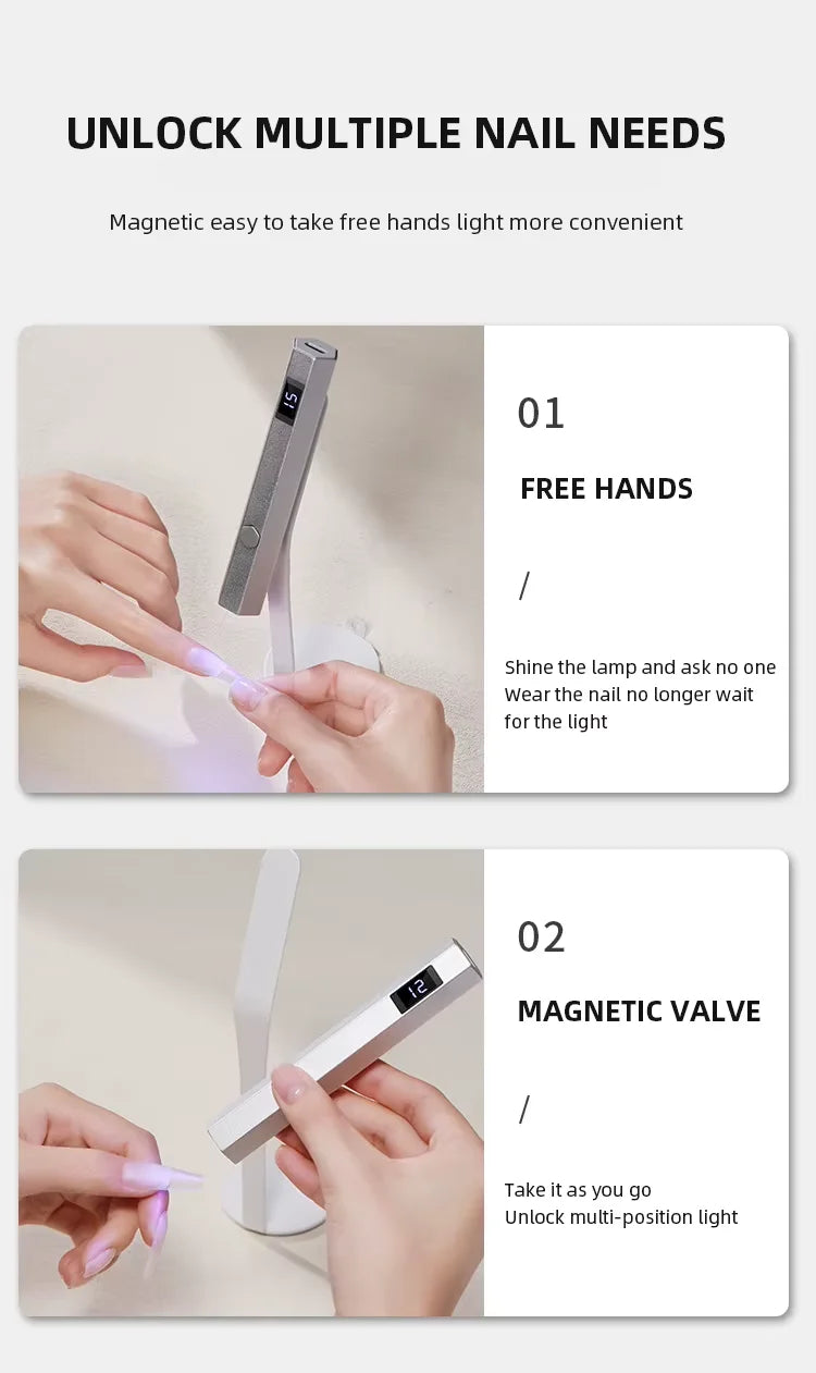 Portable Mini Professional Nail UV Lamp LCD Display Rechargeable