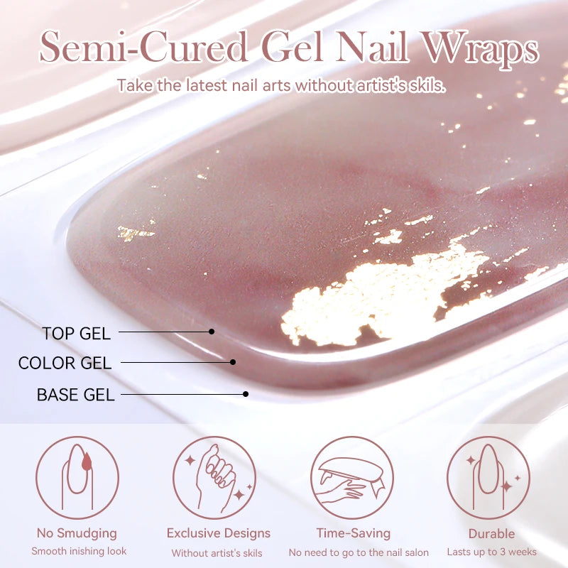 1 Sheet White French Semi-Cured Gel Nail Strips