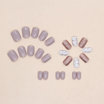 24pcs Short French Glossy Glitter Nails includes Jelly Gel and Nail File