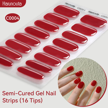 Gradient Auroras Semi Cured Sparkly Gel Nail Strips with UV/LED Nail Lamps