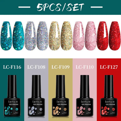 LILYCUTE 5pc/Set 7ML Semi Permanent UV Gel Polish Long Lasting Design