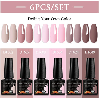 MEET ACROSS 6Pcs/Set 7.3ml Gel Nail Polish For Nails