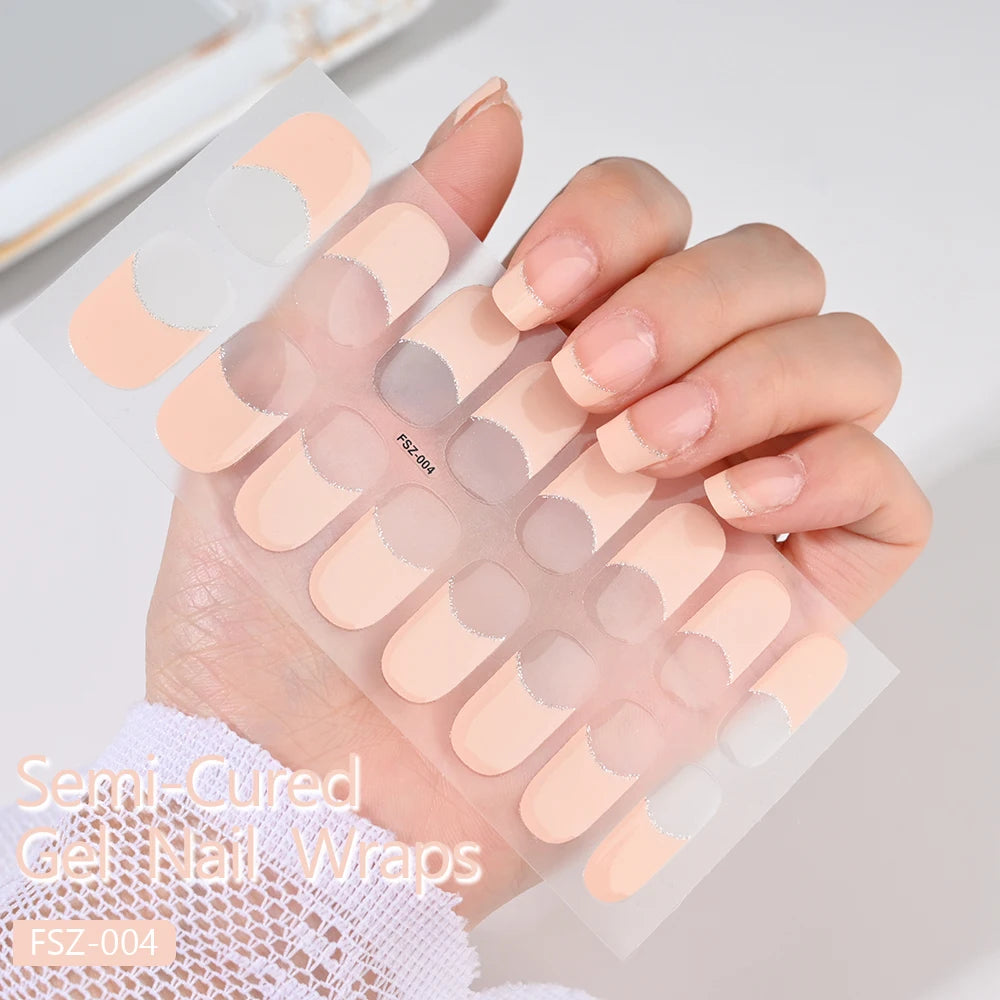 14pc Transparent Semi Cured Gel Nail Strips Nail Strengthening