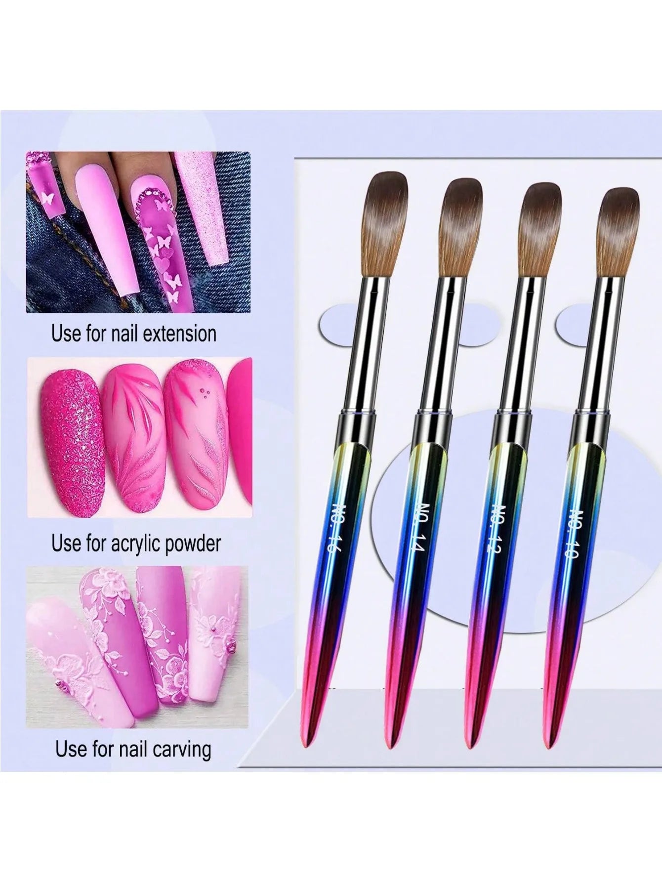 4Pcs Professional Acrylic Nail Brush Set