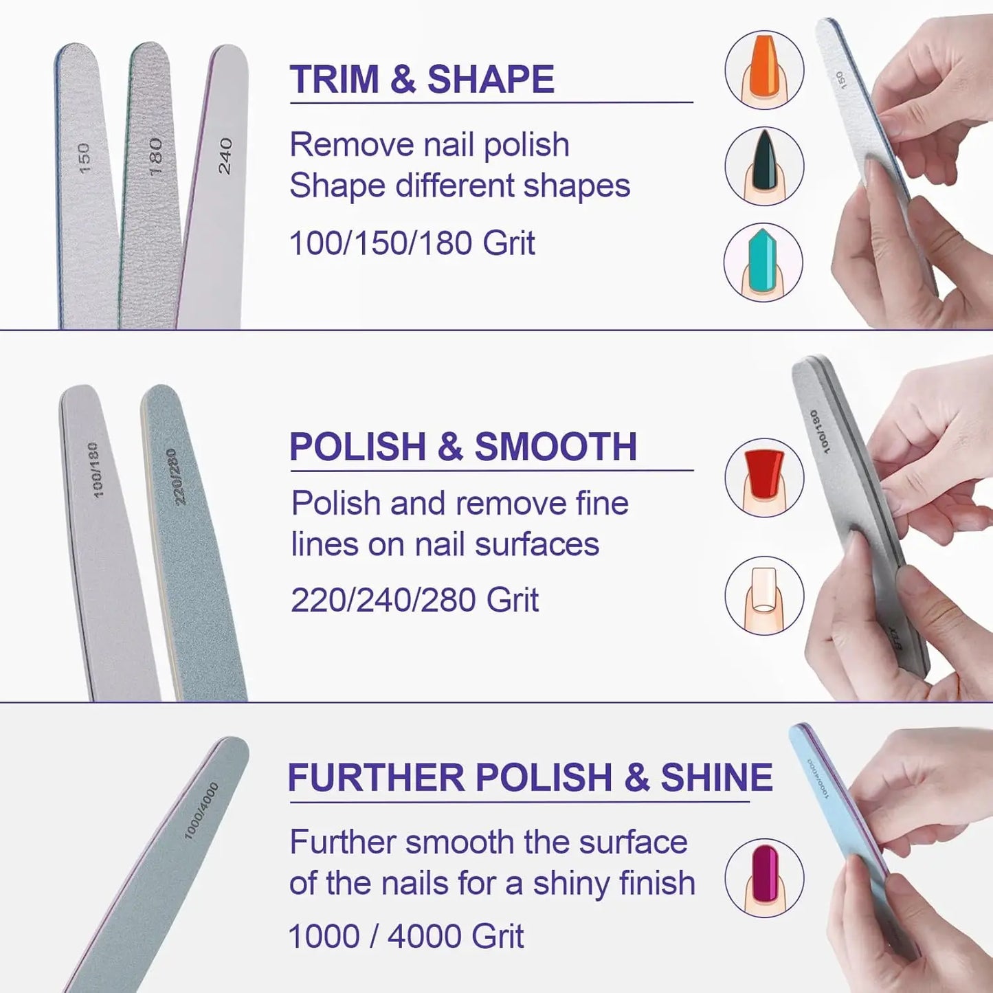 Professional Nail File and Buffer Set 6Pcs
