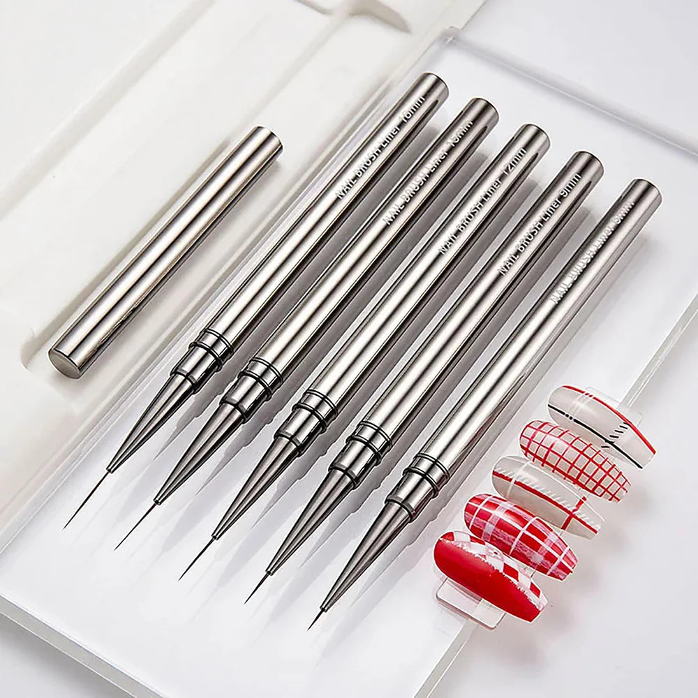 Silver Thin Nail Liner Brush 6/9/12/15/18mm