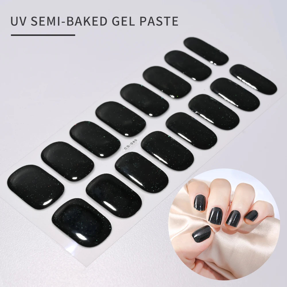 14pc Transparent Semi Cured Gel Nail Strips Nail Strengthening