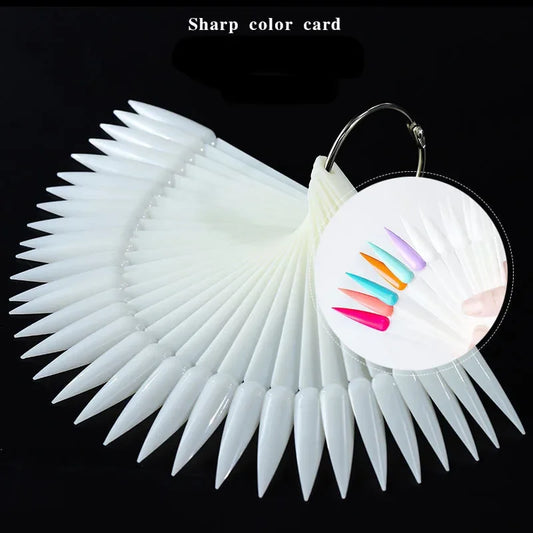 50 pcs Sharp Fan Shaped Nail Art, False Tips Showing Card Sticks