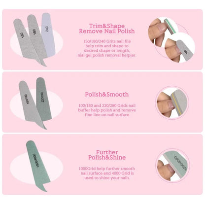 Professional Nail File and Buffer Set 6Pcs
