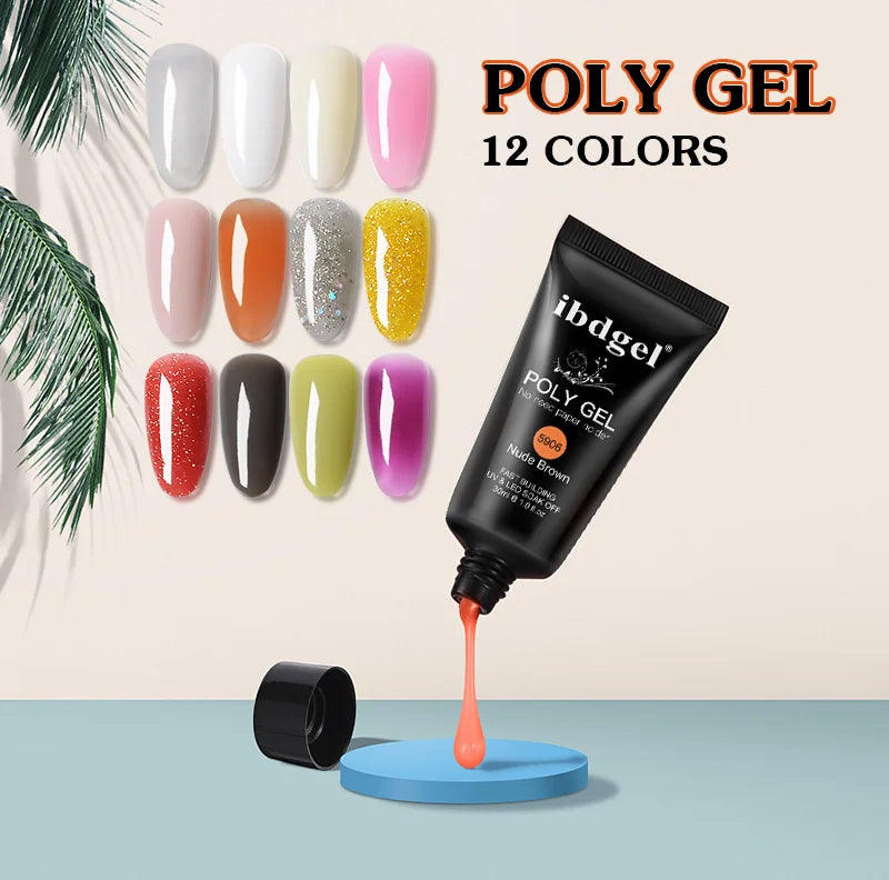 PoliGel 30ml  UV Gel Nail Polish LED 12 Colors