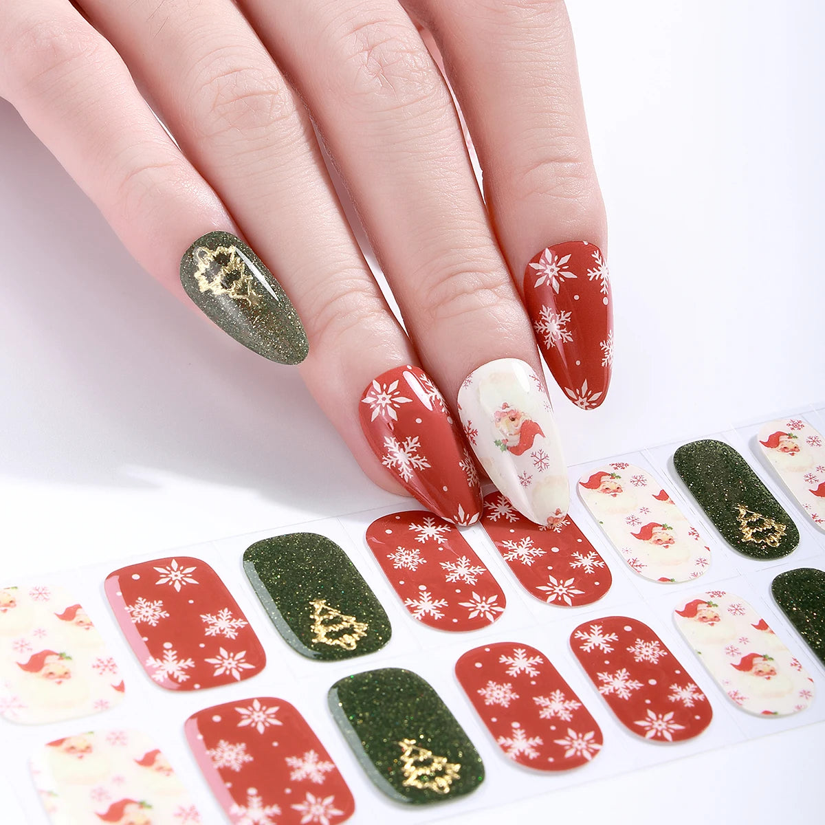 20 Tips Christmas Luminous Semi-Cured Gel Nail Strips