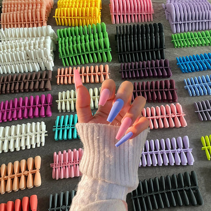 120pcs Random Colors Coffin Short Long Matte False Press on Nails