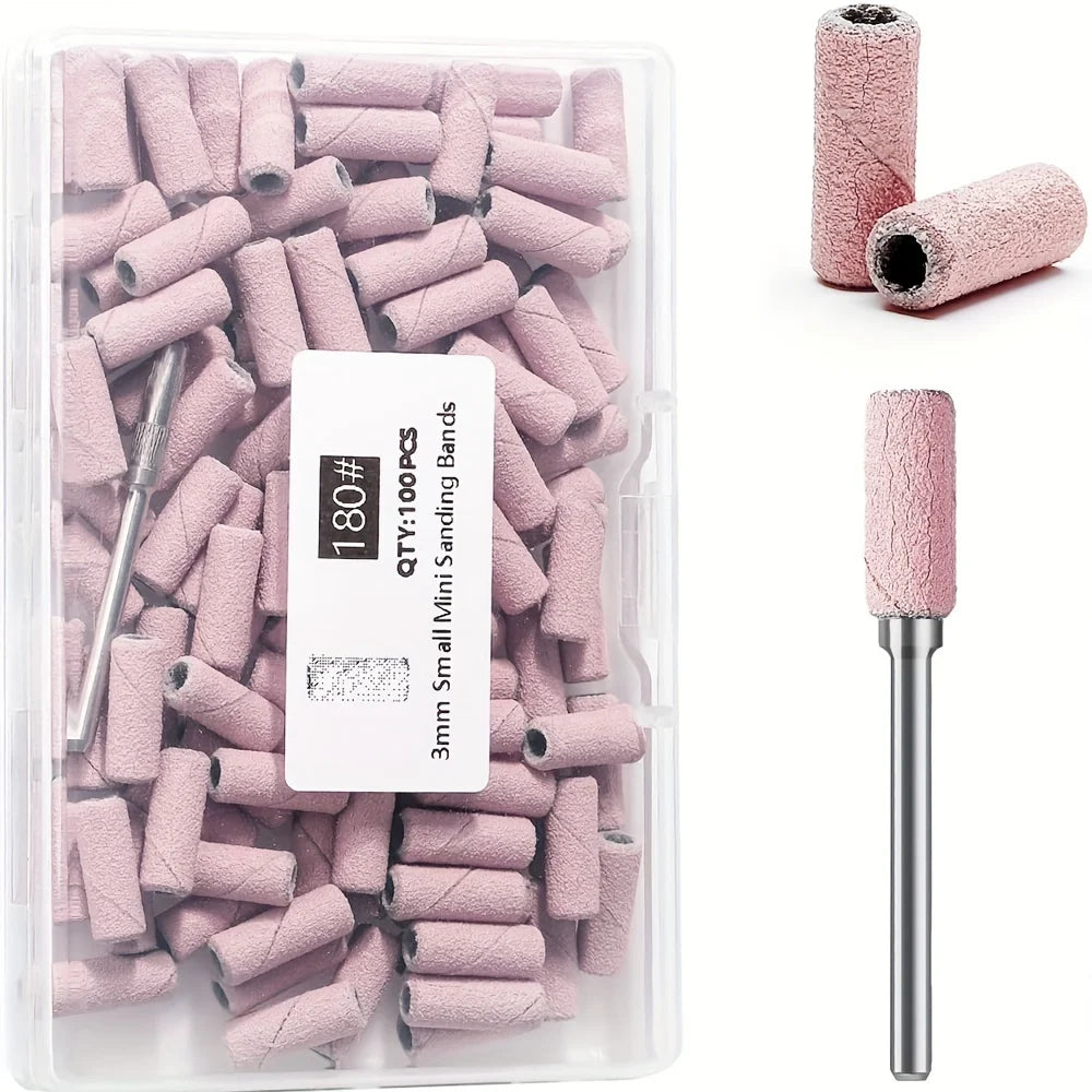 100Pcs Professional Nail Drill Sanding Bands, Bits for Manicure and Pedicure Tools