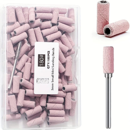 100Pcs Professional Nail Drill Sanding Bands, Bits for Manicure and Pedicure Tools