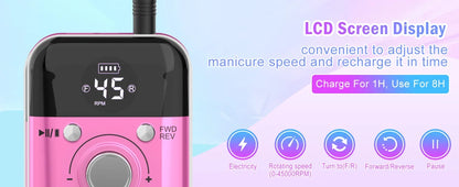 45000 RPM Portable Electric Nail Drill