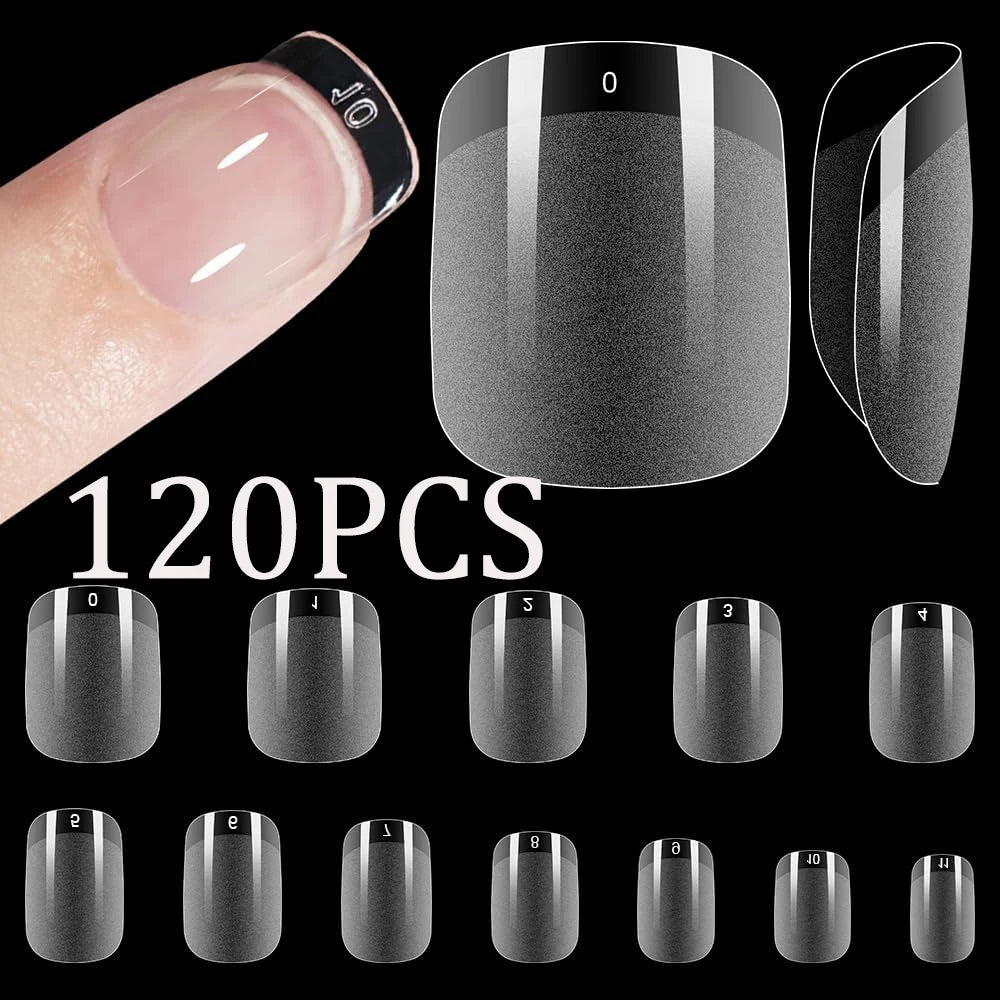 120Pcs Long Clear Various Size Nail Tips for Acrylic Nails