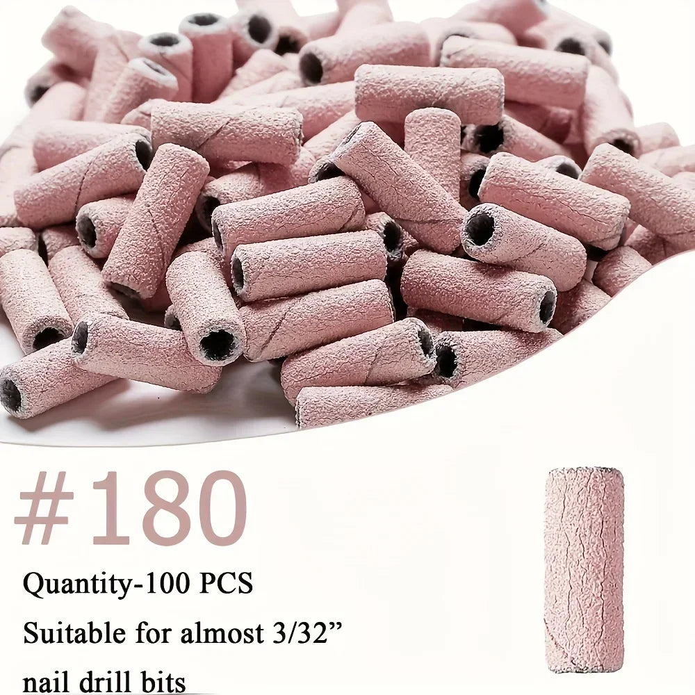 100Pcs Professional Nail Drill Sanding Bands, Bits for Manicure and Pedicure Tools