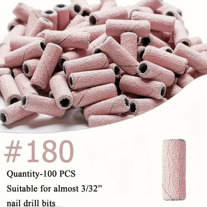 100Pcs Professional Nail Drill Sanding Bands, Bits for Manicure and Pedicure Tools