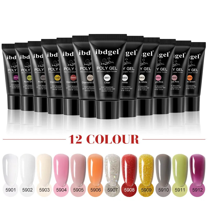PoliGel 30ml  UV Gel Nail Polish LED 12 Colors