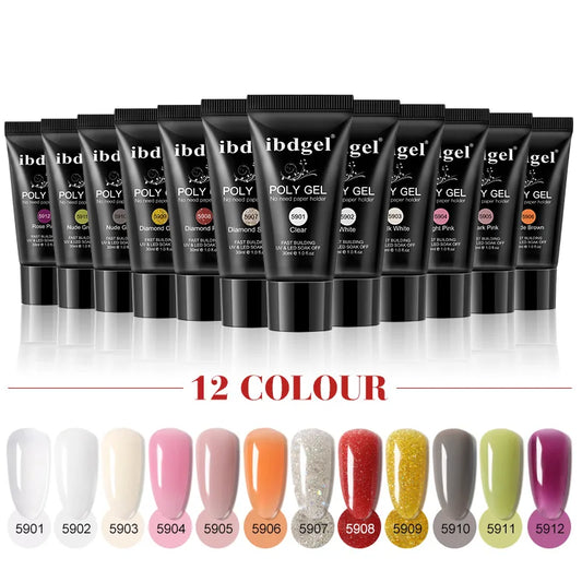 PoliGel 30ml  UV Gel Nail Polish LED 12 Colors