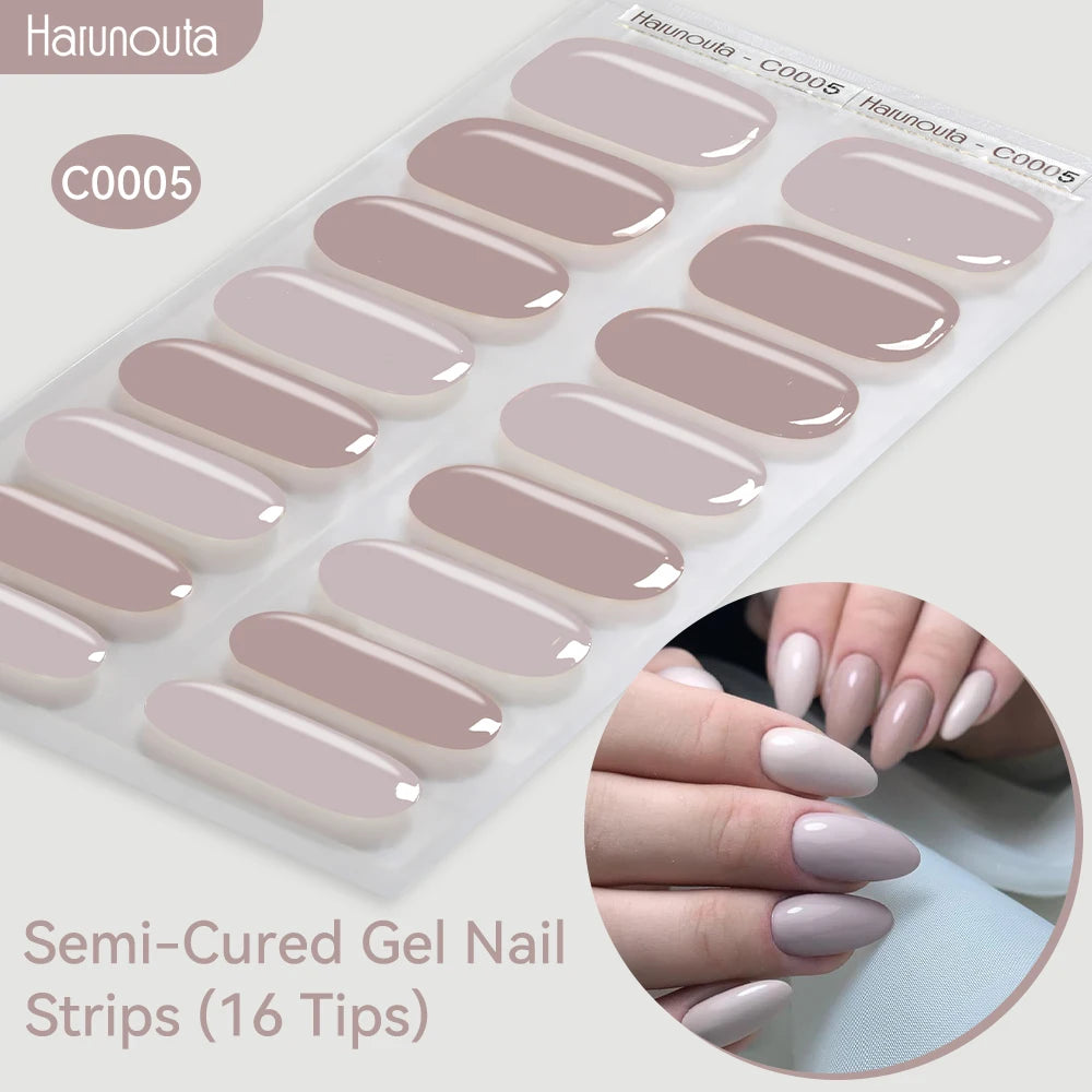 Gradient Auroras Semi Cured Sparkly Gel Nail Strips with UV/LED Nail Lamps