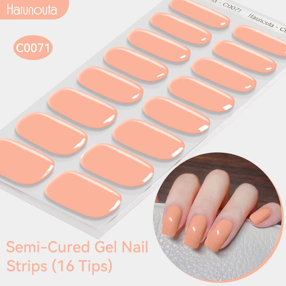 Gradient Auroras Semi Cured Sparkly Gel Nail Strips with UV/LED Nail Lamps
