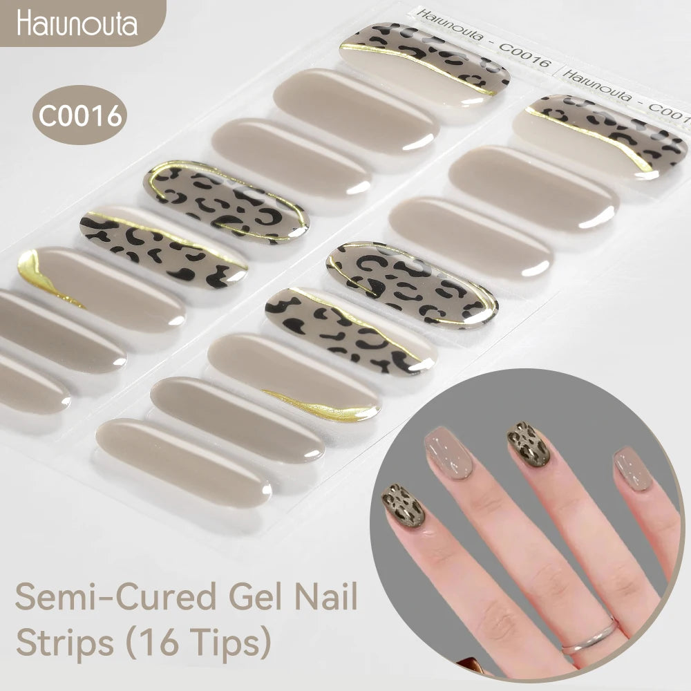 Gradient Auroras Semi Cured Sparkly Gel Nail Strips with UV/LED Nail Lamps