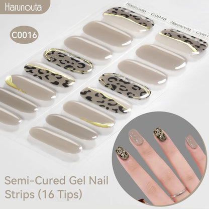 Gradient Auroras Semi Cured Sparkly Gel Nail Strips with UV/LED Nail Lamps