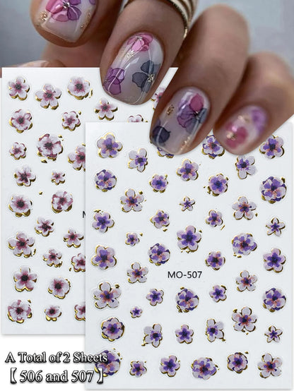 5D Floral Nail Stickers Self-Adhesive