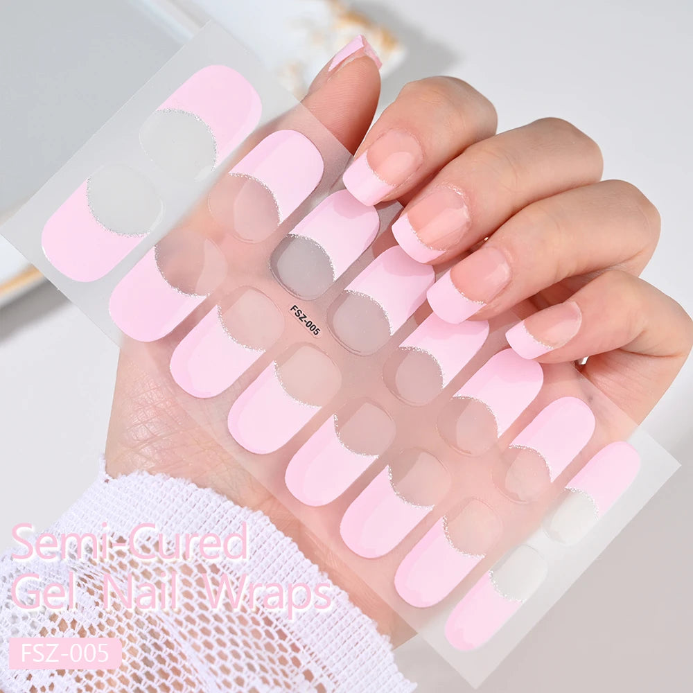 14pc Transparent Semi Cured Gel Nail Strips Nail Strengthening